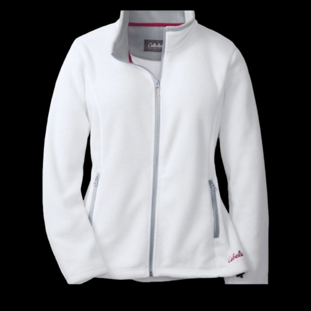 Cabela's White Fleece Zip-Up Jacket, Medium